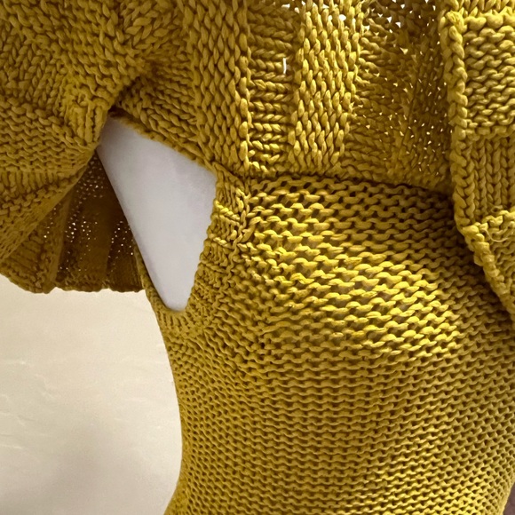 NWT Anthropologie Ruffled Off The Shoulder Knit Top in Mustard Size XS - Picture 7 of 12